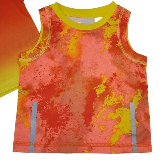 12m Kids Summer Orange Athletic Tshirt and Tank Top Matching Athletic Sports Set - Picture 2 of 7